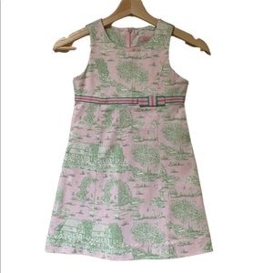 Toile Girl Dress Pink and Green